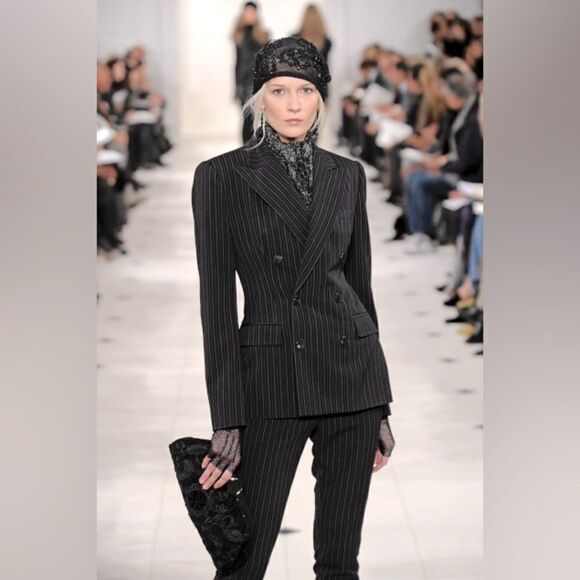 Ralph Lauren Fall 2010 Collection Black Multi Stripe Wool Spat Hem Trouser - Picture 14 of 17